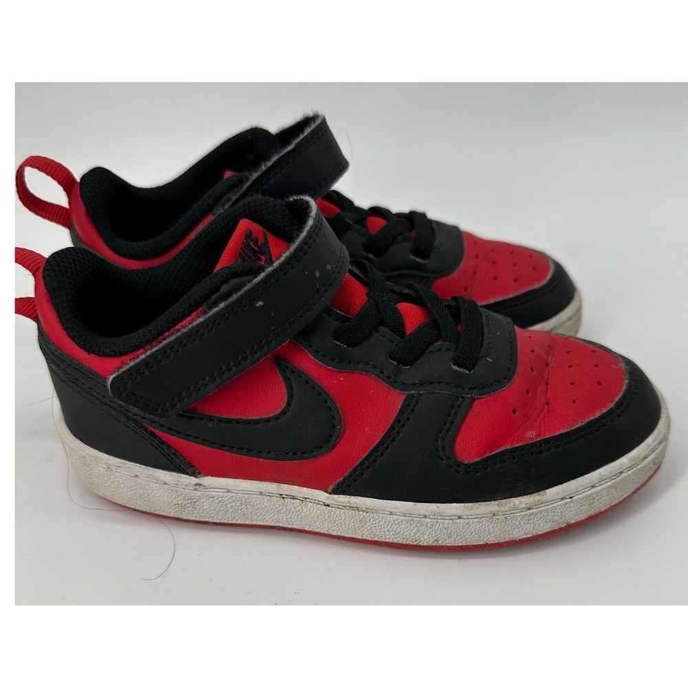 Nike Court Borough Low 2 Kids Shoes Red Black DV5458-600 Size 10C